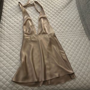 Zara Satin Mini Halter Dress